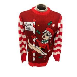 Funziez Silver Lilly Ugly Christmas Sweater South Pole Mrs Claus Medium Funny